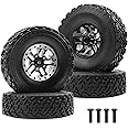 Vgoohobby OD 2.75" Rubber Tires & Metal Beadlock Wheel Rims Compatible with MN Model MN82 LC79 MN78 D90 D91 D96 99S 1/12 WPL C14 C24 C34 C44 1/16 RC Car (Black)