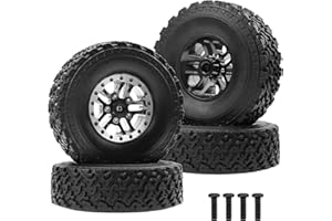 Vgoohobby OD 2.75" Rubber Tires & Metal Beadlock Wheel Rims Compatible with MN Model MN82 LC79 MN78 D90 D91 D96 99S 1/12 WPL C14 C24 C34 C44 1/16 RC Car (Black)