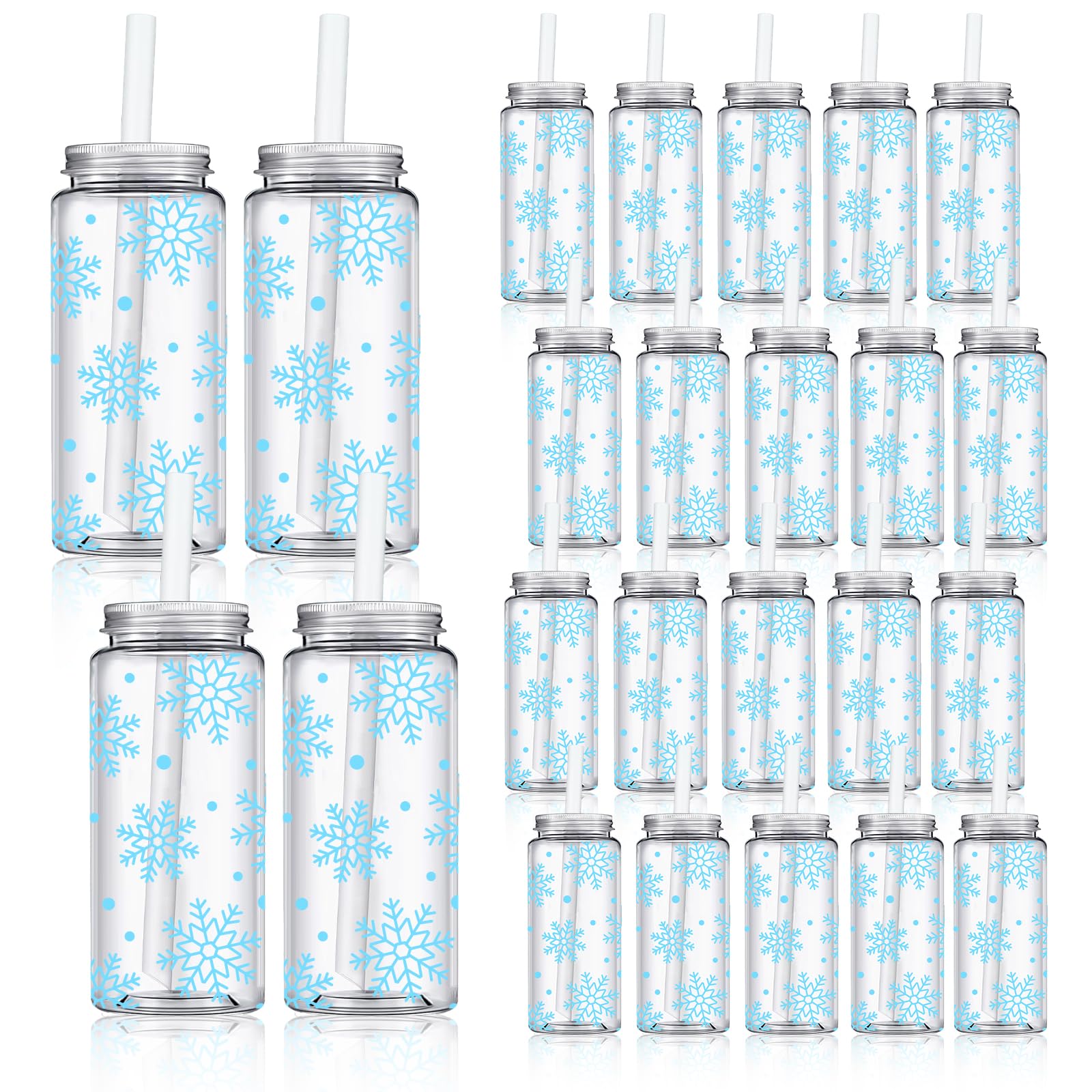 Photo 1 of ***SINGLE COPY***
Whaline 20Pcs Winter Blue Snowflake Plastic Cups with Lids and Straws Clear Reusable Christmas Party Drinking Cups for Xmas Party Supplies