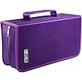 Siveit DVD Case, 128 Capacity CD/DVD Case Wallet Binder Storage Holder Booklet for Car Home Office and Travel (White Binder, Purple)