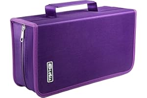 Siveit DVD Case, 128 Capacity CD/DVD Case Wallet Binder Storage Holder Booklet for Car Home Office and Travel (White Binder, Purple)