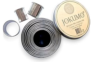 JOKUMO 12 Piece Plain Round Pastry/Cookie Cutter Set Heavy Duty Commercial Grade 18/8 304 Stainless Steel - Metal Marked Size
