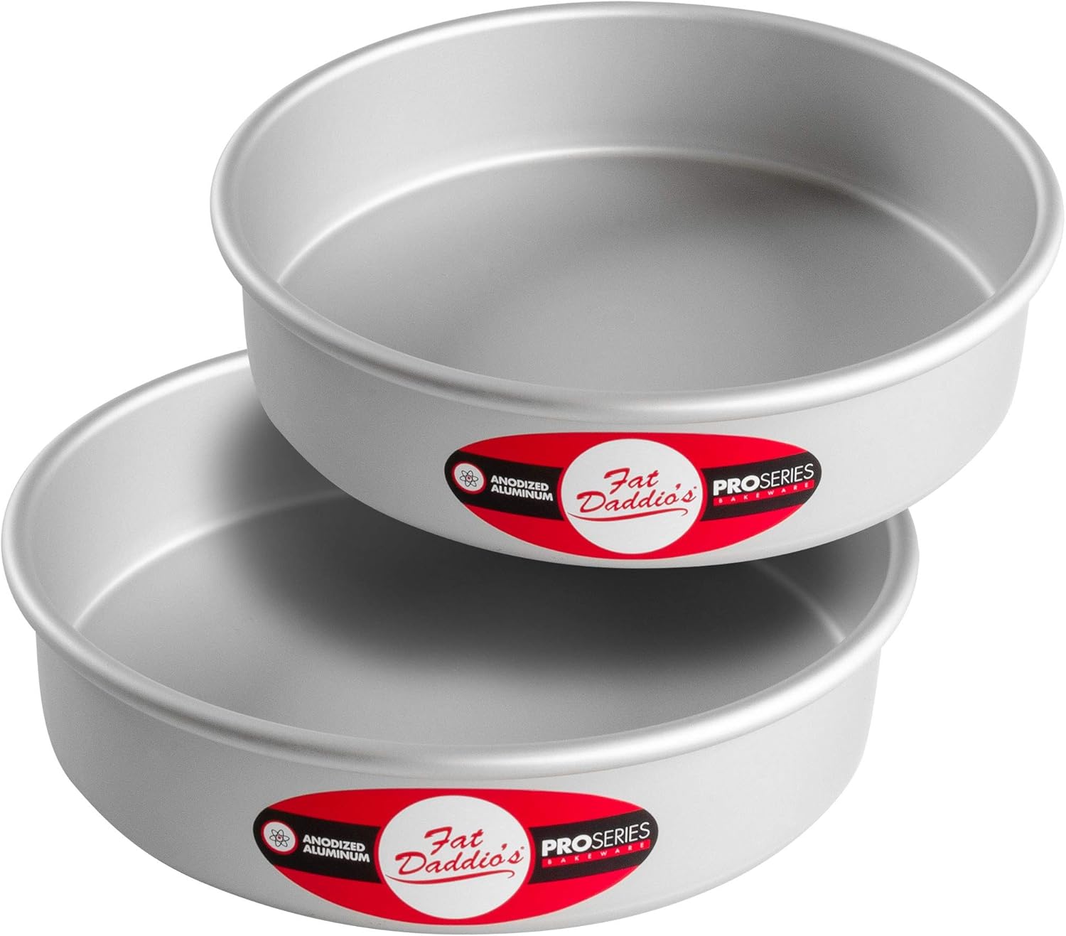 Fat Daddio's Anodized Aluminum Round Cake Pans, 8 x 2 Inch, Set of 2