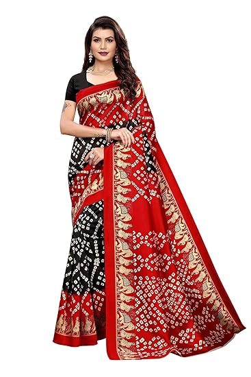 Womens Art Silk Saree with Blouse Piece (Red)