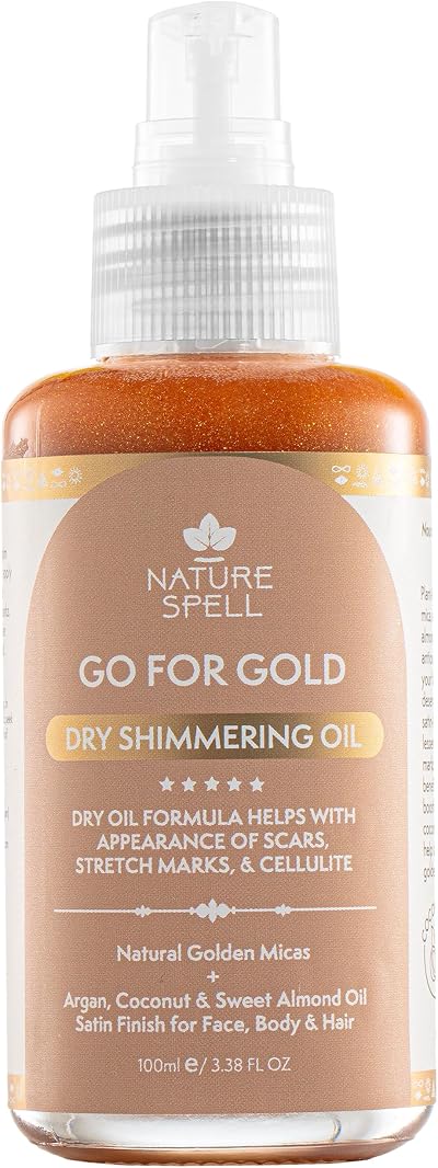 Nature Spell Go for Gold Dry Shimmer Oil 100ml Argan Coconut Vegan