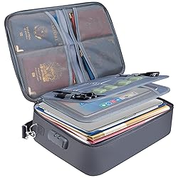 BALEINE Fireproof Document Box with Lock, Portable