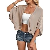 GRACE KARIN Womens Summer Crochet Cardigans, Short Sleeve Cropped Bolero Shrug, Lightweight Open Front Sweater Outwear