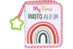 ZOIIWA Baby's My First Family Album Soft Photo Cloth Book Boho Rainbow My First Book of Photos Baby Memory Album Gift Holds 4x6 Pictures for Babies Newborn Toddler & Kids Baby Shower