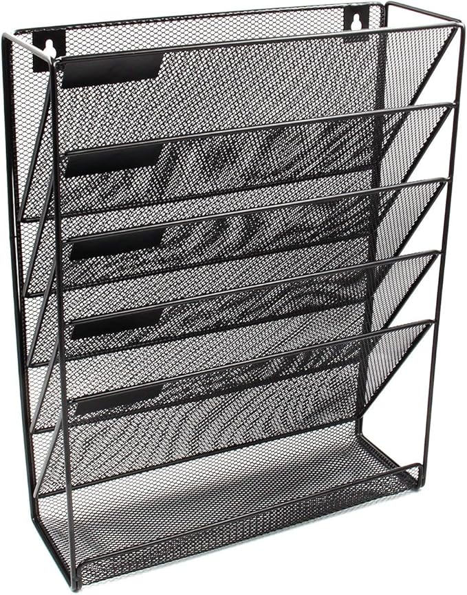 EasyPAG 6 Tier A4 Mesh in Tray Hanging Wall File Holder Document Folder