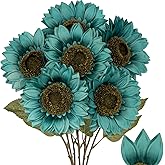 Hollyone Large Silk Sunflowers Artificial Flowers 26" Long Stem Artificial Sunflower 6PCS Faux Vintage Fall Sunflowers Bouquet Bulk for Home Wedding Birthday Party Centerpieces Decorations