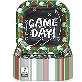 Mimorou 100 Pcs Football Dessert Plates Bulk 7 Inch Football Paper Plate Disposable Football Party Plate Square Football Dessert Plate for Game Day Birthday Baby Shower Home Decor Supplies (Game Day)
