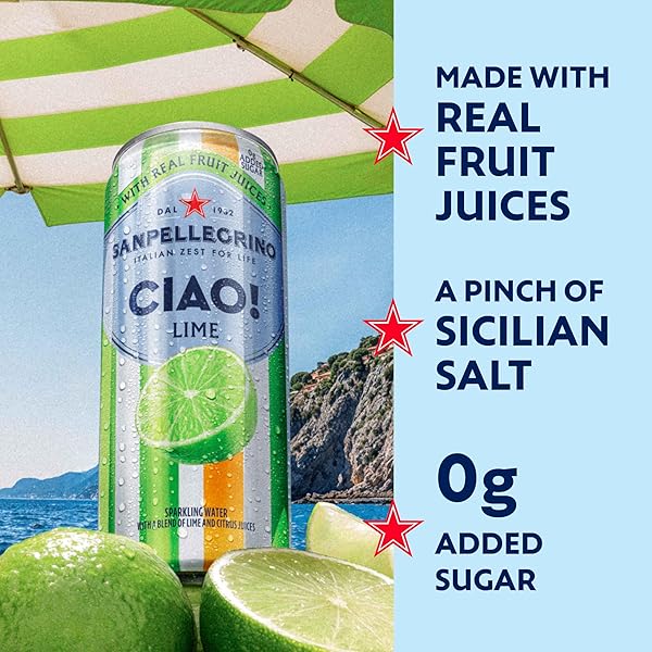 SANPELLEGRINO CIAO! LIME SPARKLING WATER, LOWCAL, 0G ADDED SUGAR, 6PACK