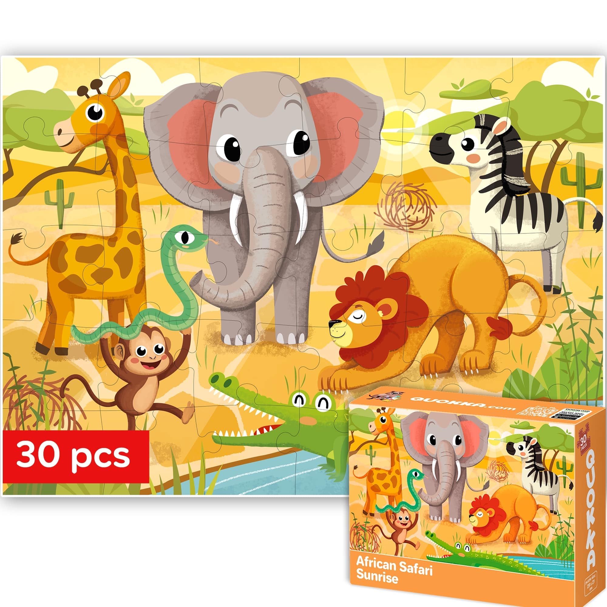 QUOKKA Jigsaw Puzzles For 3 4 Year Olds - Educational Toys Learning Africas Animals For 4 5 Year Olds - Childrens Jigsaws Gift for Boy and Girl Age 3-6