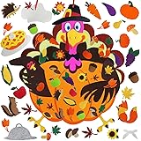 JOPHMO DIY Fall Thanksgiving Felt Pumpkin Turkey Hanging Decor for Kids Felt Crafts and Kits Adhesive Ornaments Thanksgiving 