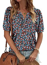 KISSMODA Women's Tunic Tops Casual V Neck Short