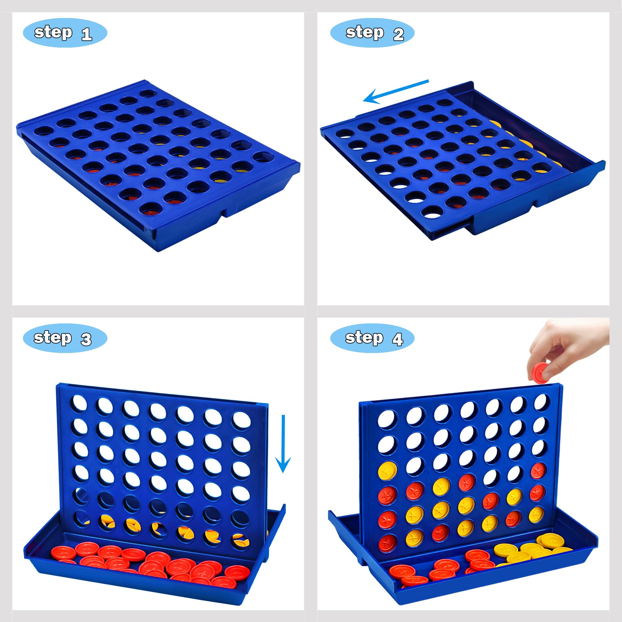 VingaHouse 4 in einer Reihe Spiel, Strategiespiel für 2 Spieler, Familienspiel ab 3+ Jahren, Pädagogisches Lernspielzeug, Brettspiel für Kinder & Erwachsene, Geschenk für Zuhause & Reisen [Stern Groß] 6