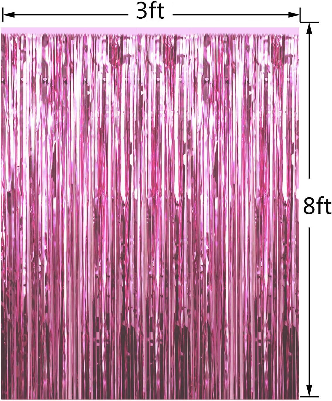 FECEDY 2pcs 3ft x 8.3ft Light Pink Metallic Tinsel Foil Fringe Curtains Photo Booth Props for Birthday Wedding Engagement Bridal Shower Baby Shower Bachelorette Holiday Celebration Party Decorations: Toys & Games