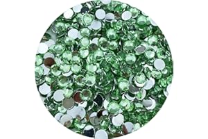 Xinhongo 3000pcs 5mm Resin Flatback Rhinestone Light Green Round Flatback Rhinestones for Crafts, Bling Glitter Diamond Stone Rhinestone for Bottles, Tumblers, Nail Art, Clothes Shoes