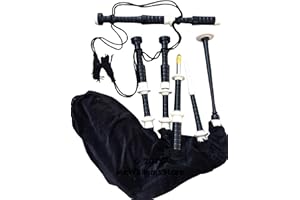 CT PROFESSIONAL SCOTTISH HIGHLAND BAGPIPE IVORY MOUNTS VELVET TARTEN AND BAG