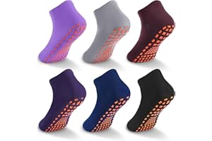 WANZHIHUI Grip Socks for Kids 6 Pairs Grippy Sticky Anti Slip Kid Slippers Non Slip Socks for Boys Girls Yoga Trampoline