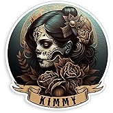 Personalized Sugar Skull Sticker Custom Name Girls Sugar Skull Mexico Mexican Stickers Waterproof Die-Cut Vinyl Stickers for Water Bottle Laptop Hard Hat Kindle Cars Decal Decor Stuff Gifts