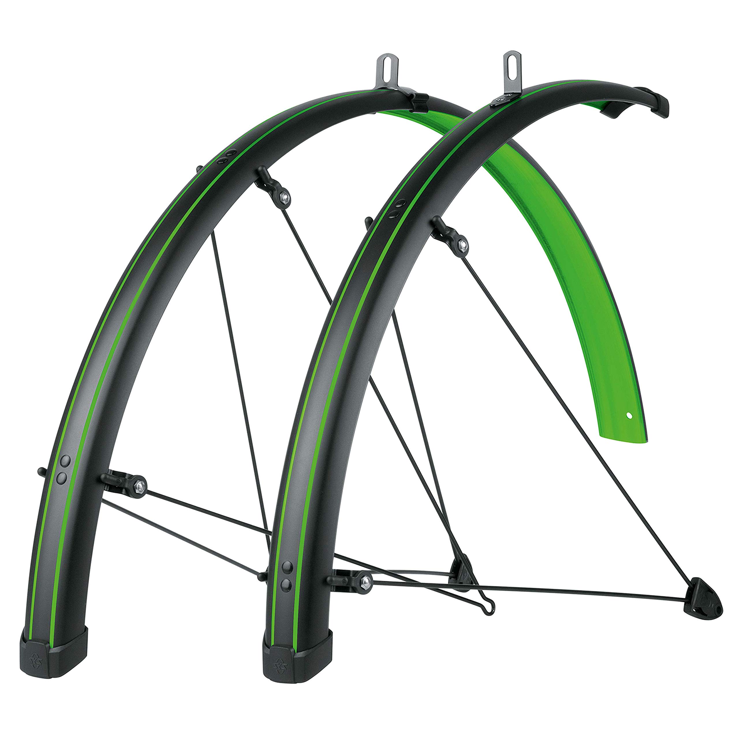 SKS Bluemels Stingray Mudguard Set: Matt Black/Lime Green, 45mm/28