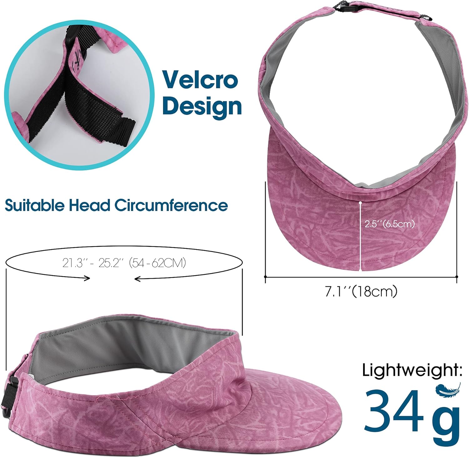 Arcweg Sun Visors for Women and Ladies Foldable Sports Visor Caps Sun Hat UV Protection Adjustable Visor Hat for Golf Cycling Fishing Tennis Running Jogging and Other Sports Pink: Clothing