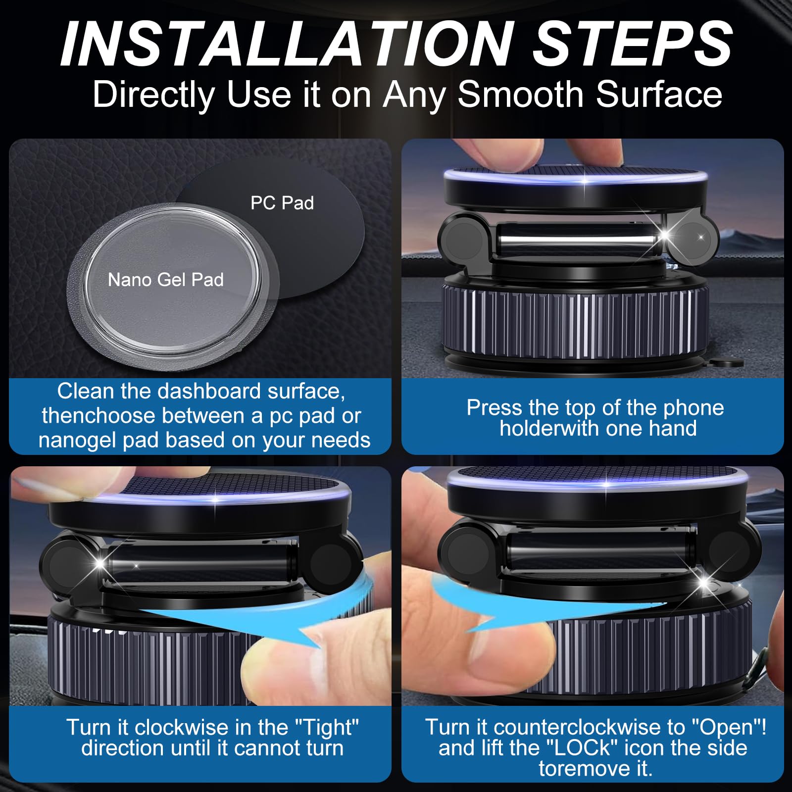 Magnetic Phone Charging Holder for Car - Upgraded 360° Vacuum Magnetic Phone Holder, Foldable Retractable Suction Cup Car Phone Mount for Magsafe for Your Car/Gym/Mirror Mount for iPhone & Android