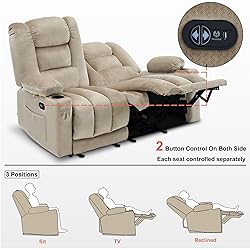 MCombo 55.9" Power Loveseat Recliner with Heat and