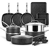 GRANITESTONE 20pc Pots and Pans Set Non Stick Cookware Set, Diamond Infused | Bakeware and Utensils Included, Made Without PFOA/PFOS/PFAS, Stainless Steel Cool Touch Handles, Oven and Dishwasher Safe