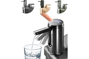 UPWOIGH Automatic Touch Control Water Pump, Compatible with Most Water Container Brands, Only for 5 Gallon,4.8, 3.5, 3.2Gal, Black Portable Foldable Helical Faucet,Type-C Rechargeable Camping Dispenser