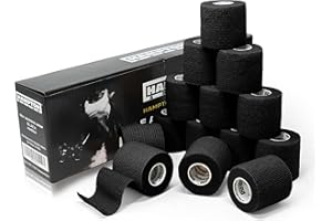 Hampton Adams | As Seen on Shark Tank | Self Adhesive Bandage Wrap (14-Pack) | 15ft | Pet Safe | Breathable Athletic Elastic Cohesive Bandage for Sports Injury Ankle Knee Wrist sprains (Black)