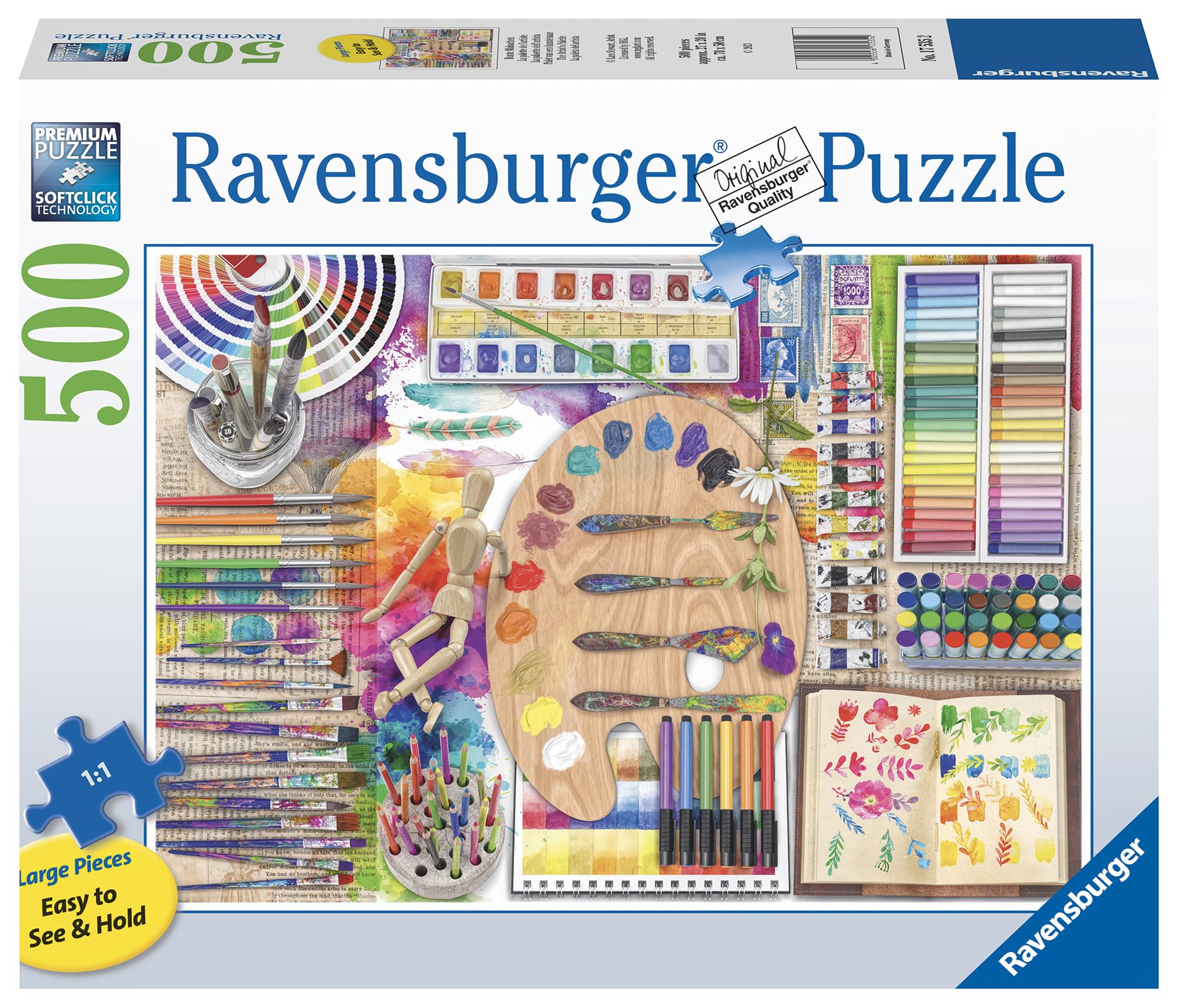 Ravensburger The Artist's Palette 500 Piece Jigsaw Puzzles for Adults and Kids Age 10 Years Up