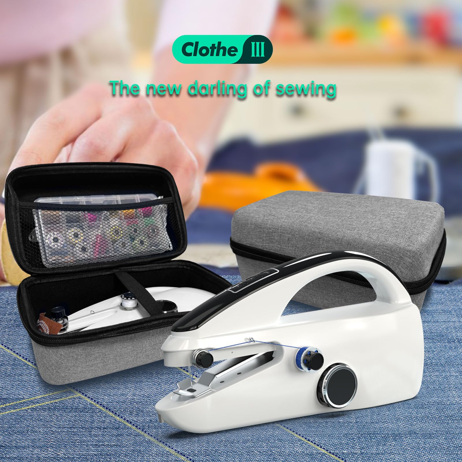 Photo 1 of Handheld Sewing Machine,Beginner's Sewing kit with Storage,Two Power Supply modes595