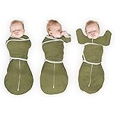 SwaddleDesigns 6-Way Omni Swaddle Sack Arms Up Swaddle for Newborn, More Options to Calm Moro Reflex, Improves Sleep, Easy Transition Baby Sleep Sack, Small, 0-3 Mo, 6-12 lbs, Heathered Green Turtle