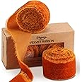 Keypan Velvet Ribbon 1.5 Inch X 6 Yards – Frayed Vintage Style For Christmas Decor, Gift Wrapping, Crafts (Cappuccino Color)