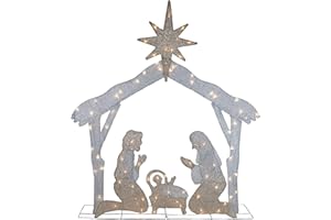 NORTHLIGHT 44" LED Lighted Holy Family Nativity Scene Outdoor Christmas Decoration