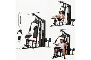 Multifunctional Home Gym Equipment with 150LB Weight Stack - Full Body Workout Machine for Strength Training, Home Gym Weight