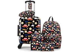Rosamo Kid’s Luggage Set 5 Piece Suitcase Set 16’’ Hardside Luggage with Spinner Wheels Girls Boys Carry on Luggage Travel Rolling Luggage Airline Approved