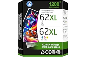 LINKMAY 62XL Ink Cartridges Black and Color Replacement for HP Ink 62 HP 62 Ink HP 62XLWorks with HP Envy 5540 5549 5640 5660 7640 7645 OfficeJet Mobile 250 200 OfficeJet 5740 5741 8040 Printer (2 Pack)