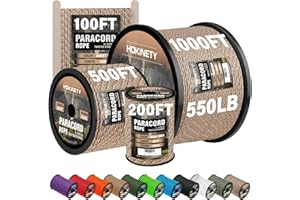 HOKINETY Paracord Rope 550 lb - 4MM 100 ft / 200 ft / 500 ft / 1000 ft Heavy-Duty Parachute Spool para Cord Lanyard Outdoor Gear for Tent, Camping, Clothes line, Hiking, Fishing, Survival Bracelet