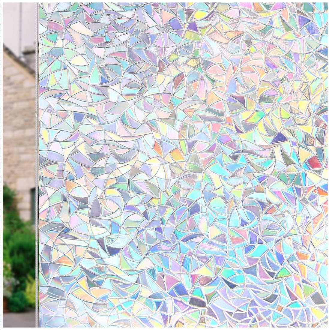 Window Treatments - CottonColors Window Privacy Film Decorative Clings 3D Decals Static Stickers No-Adhesive Sliding Door Glass Films UV Blocking for Home, 17.7x78.7 Inch