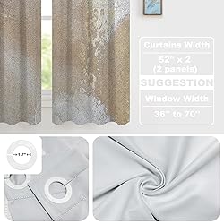Batmerry Beige Brush Oil Painting Blackout Curtains