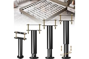 LAOWU 4 Pack Adjustable Height Center Support Leg for Bed Frame, Upgrade Under Bed Support Leg with Wider Base, Bed Support Legs for Wood Slats, Bed Frame Legs Replacement, Patas para Cama Queen De Madera