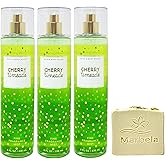 Bath & Body Works Cherry Limeade 3 Pack Fragrance Mist Bundle with a Wild Jasmine Bar Soap - Full Size