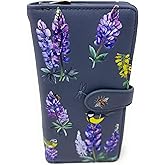 Shag Wear Summer Lupines and Nature Scene Wallet for Women and Teen Girls Vegan Faux Leather Grey 7"