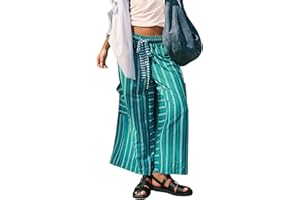 Bankeng Women Drawstring Striped Pants Loose Wide Leg Lounge Pants Casual Palazzo Pants Trousers with Pockets
