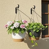 ZMTECH 20cm Hanging Plant Pots Set of 2 with Drainage & Water Level, White view 6