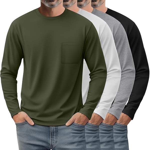 Port & Company Long Sleeve Essential T-Shirt with Pocket, 2XL, Ath