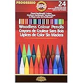 Koh-I-Noor Progresso Woodless Colored 24-Pencil Set, Assorted Colored Pencils (FA8758.24)